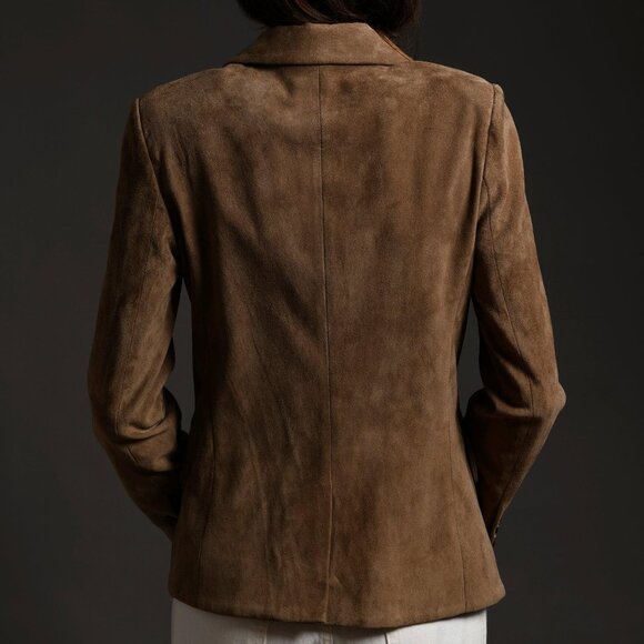 NWOT Susan Bender | US 8 | Suede Blazer Leather Jacket | Taupe Beige Tan - Picture 1 of 10
